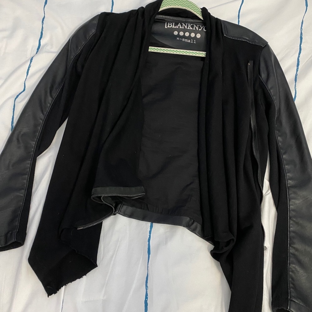 blank nyc leather jacket/ cardigan